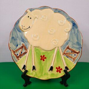 Molde Ceramic 3D Sheep Hand Painted Hanging Plate Portugal 10"